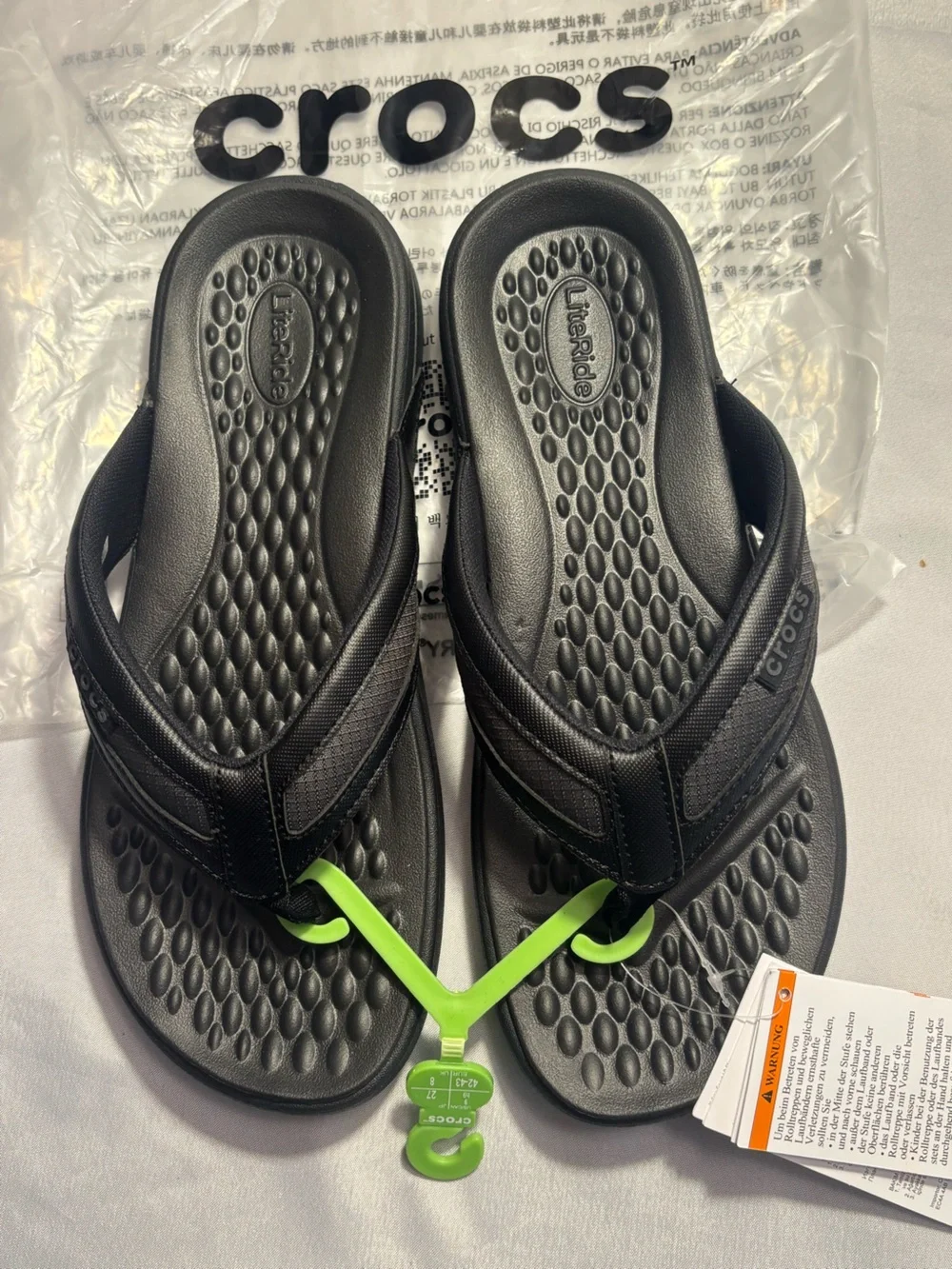 CROCS Yukon Sport Unisex Black Flip-Flop Summer Sandals M9 W11 New